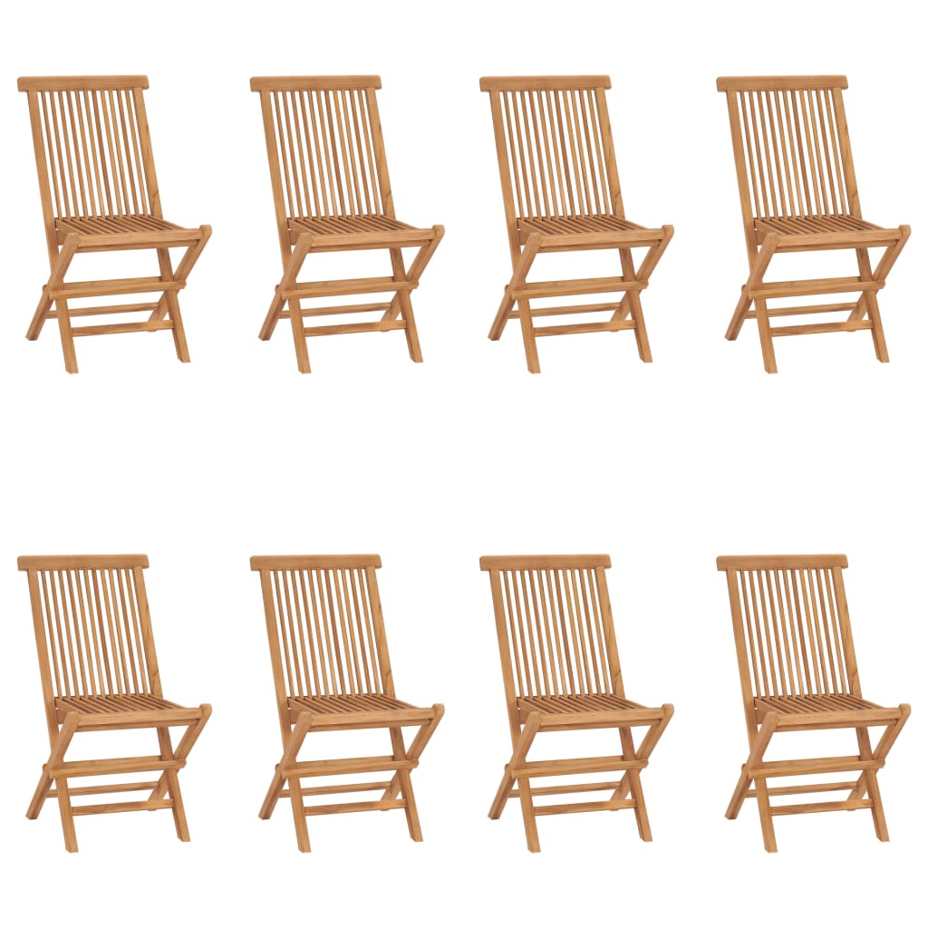 Folding Garden Chairs 8 pcs Solid Teak Wood